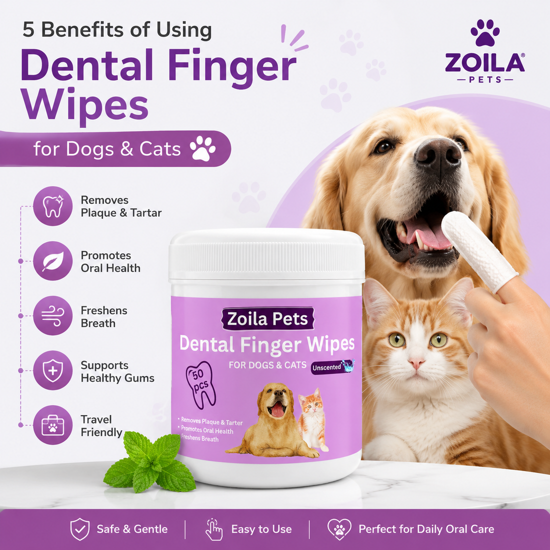 5 Benefits of Using Dental Finger Wipes for Cats and Dogs