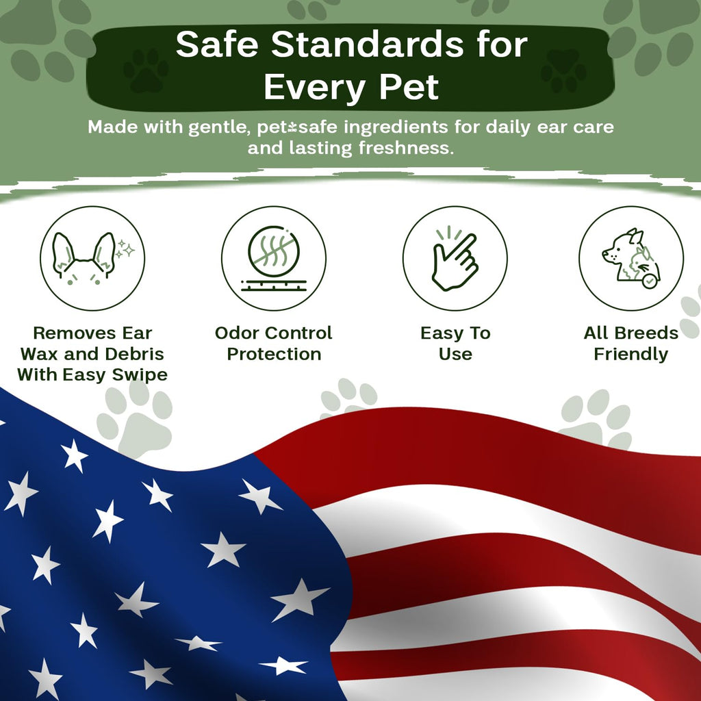 Zoila Pets Dog Ear Wipes & Cat Ear Cleaner – Ear Wipes for Dogs, Cat Ear Wipes, Gentle Dog Ear Cleaning Wipes Remove Wax, Dirt & Odor, No-Rinse Ear Care