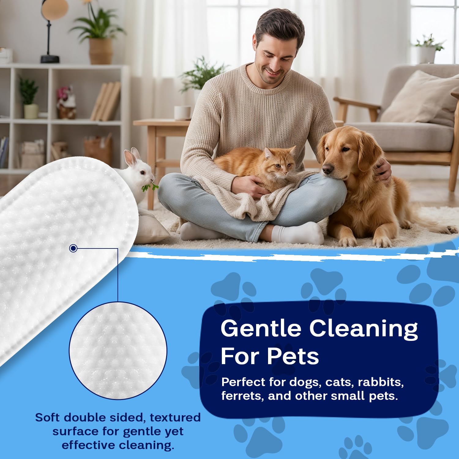 Zoila Pets Dog Eye Cleaner Wipes & Cat Eye Wipes | Scent Textured Tear Stain Remover for Dogs, Eye Wipes for Dogs, Dog Tear Stain Remover, Dog Eye Wipes for Discharge and Crust | 50 Count