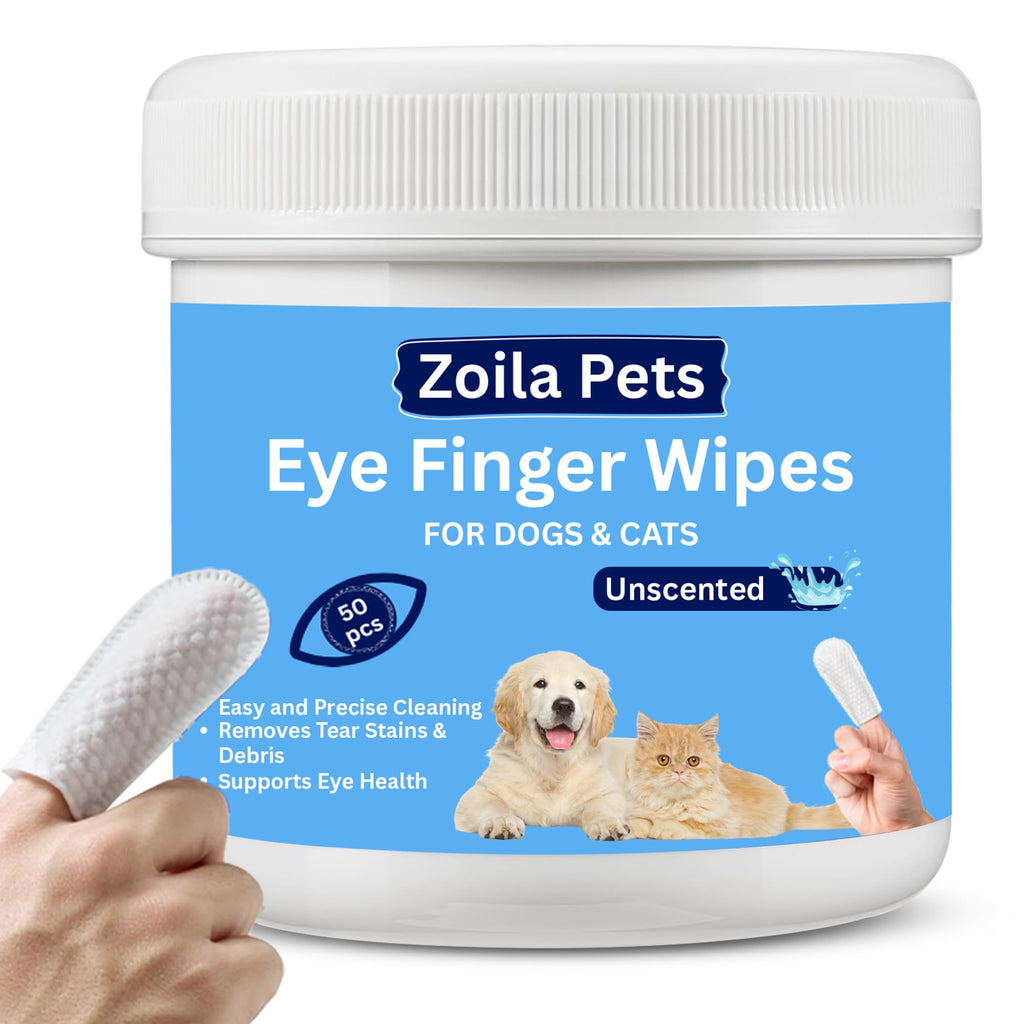 Zoila Pets Dog Eye Cleaner Wipes & Cat Eye Wipes | Scent Textured Tear Stain Remover for Dogs, Eye Wipes for Dogs, Dog Tear Stain Remover, Dog Eye Wipes for Discharge and Crust | 50 Count