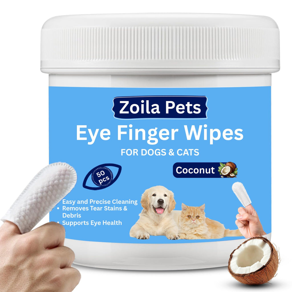 Zoila Pets Dog Eye Cleaner Wipes & Cat Eye Wipes | Scent Textured Tear Stain Remover for Dogs, Eye Wipes for Dogs, Dog Tear Stain Remover, Dog Eye Wipes for Discharge and Crust | 50 Count